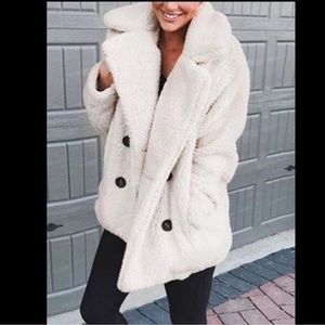 LAST DAY🦃Goodnight Macaroon Stella Oversized Teddy Bear Pea Coat in Cream